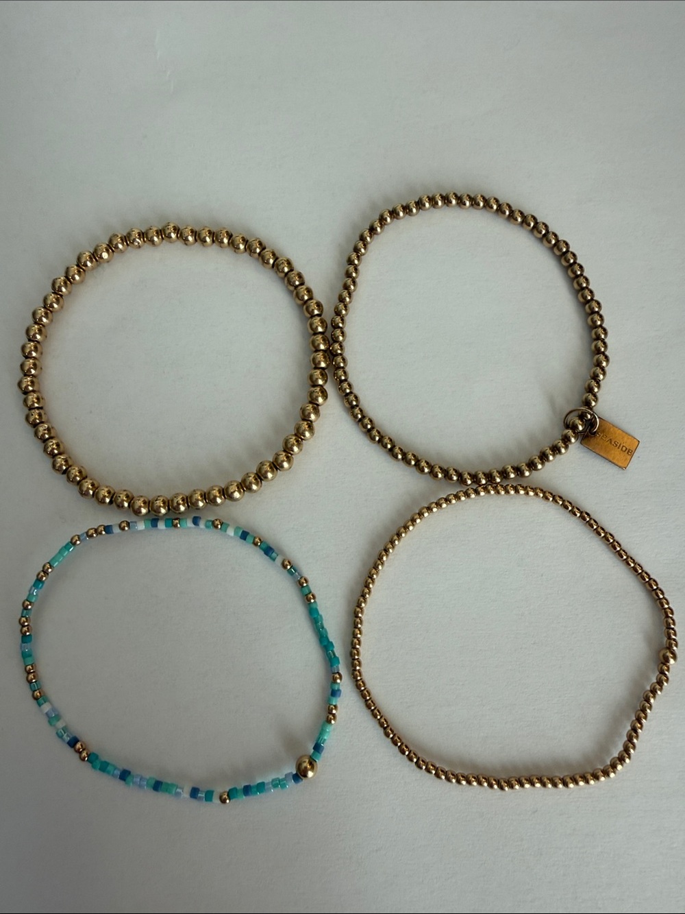 Gold-Tone & Turquoise Bead Women's Stretch Bracelet Set